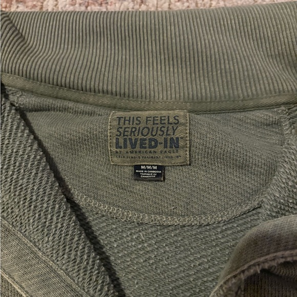 Aerie/American Eagle Olive Green Oversized Pullover Sweatshirt - Picture 2 of 4